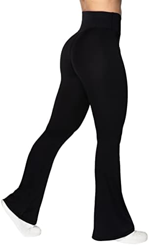 Sunzel Flare Leggings Crossover Yoga Pants Tummy Control High-Waisted Wide Leg
