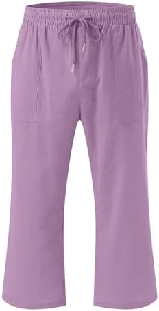 Summer Cotton Linen Capri Pants Cozy Trendy