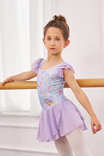 Arshiner Girls Ruffle Sleeve Dance Leotard