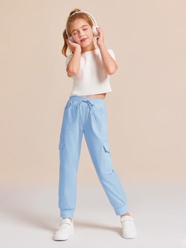 Haloumoning Girls Slim Fit Cargo Joggers Fast Dry and Pockets forEveryday Style