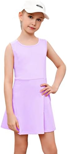 Girls Sleeveless Tennis Golf Sport Dress Set with Skirt and Shorts