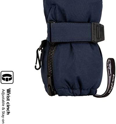 HIGHCAMP Winter Snow Ski Mitten Gloves Waterproof with Zipper