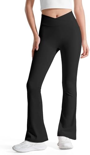 BOOPH Girls Cross-Waisted Flare Yoga Pants