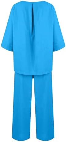 Summer Women 2 Piece Linen Set with Loose Pants