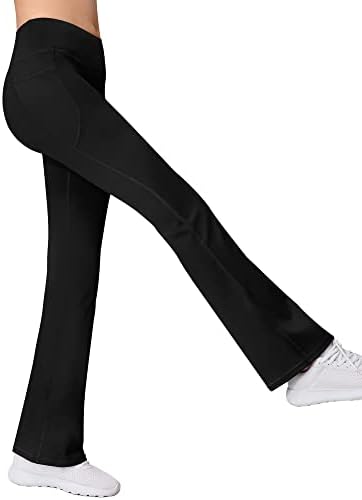 AENLLEY Girl Yoga Flare Wide Leg Tummy Control Stretchy Pants 3 Pack