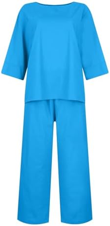 Summer Women 2 Piece Linen Set with Loose Pants