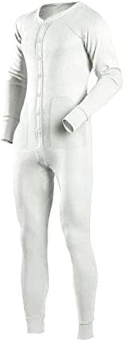Mens Thermal Long Sleeve Nightwear Pajamas with Knit Fit
