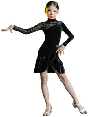 OTMYIGO Girls Latin Dance Costume Split Dress for Ballroom Salsa Tango