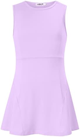 Girls Sleeveless Tennis Golf Sport Dress Set with Skirt and Shorts