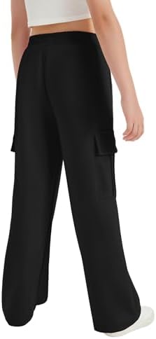 EXARUS Girls Cargo Wide Leg Sweatpants Elastic Waist