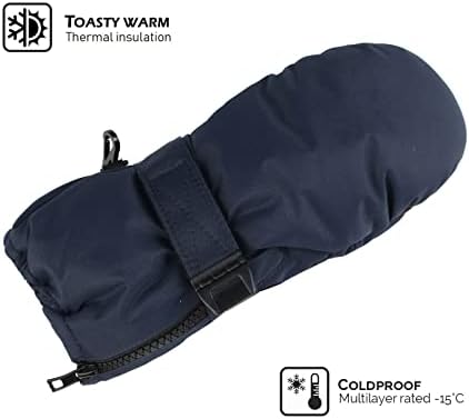 HIGHCAMP Winter Snow Ski Mitten Gloves Waterproof with Zipper