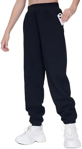 THE GM Fleece Joggers for Girls Warm Tapered with Pockets