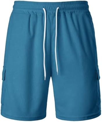 Finelylove Mens Casual Elastic Waist Cargo Shorts Durable Stylish for Summer