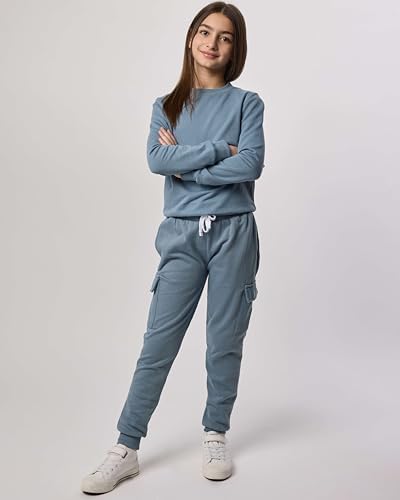 Real Essentials 3-Pack Girls Fleece Cargo Joggers Warm Functional Versatile