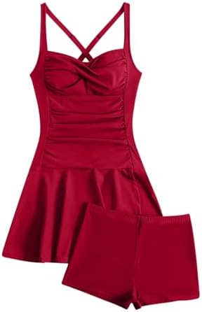 Adjustable Ruched Swimwear - Modest Womens Swimdress with One-Piece Debate