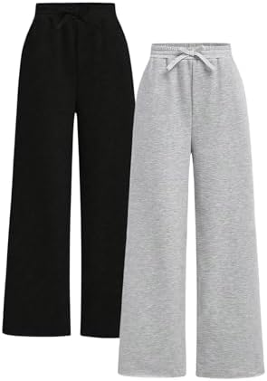 Girls 2-Pack Wide Leg sweatpants high waist