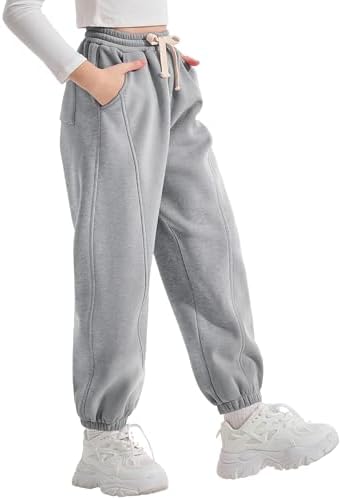 Rolanko Girls Fleece Sweatpants Baggy Jogger Pants