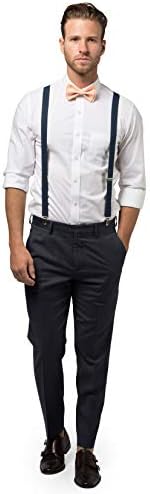 Navy Suspenders Bow Tie Set - Perfect for Prom Weddings More