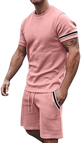 Wuitopue 2-Piece Lightweight Summer Outfit Set for Men - Casual Breathable Stylish