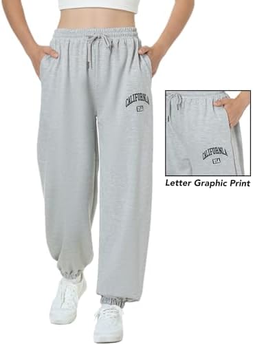 EXARUS 3 Pack Girls Letter Graphic Print Sweatpants with Pockets