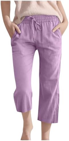Summer Cotton Linen Capri Pants Cozy Trendy