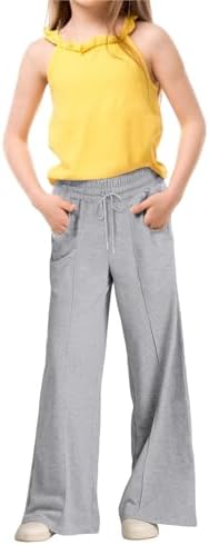 Ikevan Girls Oversized Wide Leg Sweatpants Drawstring