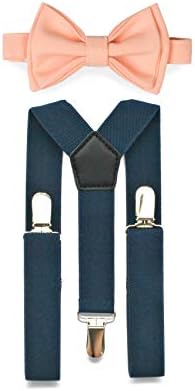 Navy Suspenders Bow Tie Set - Perfect for Prom Weddings More