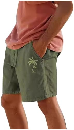 Xiaojmake Elastic Waist Shorts for Men Graphic and Cotton Summer Beachessential
