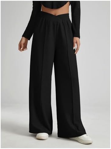 Perfect GORGLITTER Girls Wide Leg Sweatpants Crossover Elastic High Waist - customers love