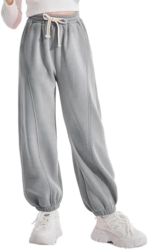 Rolanko Girls Fleece Sweatpants Baggy Jogger Pants