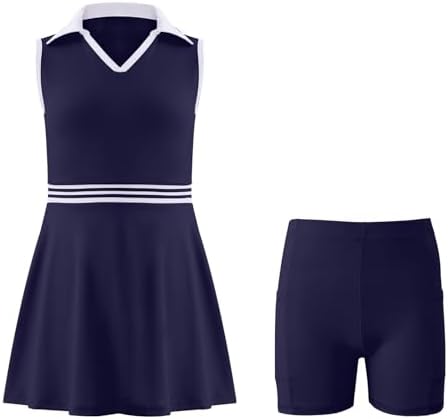 Girls Stretchy V-Neck Tennis Golf Outfit