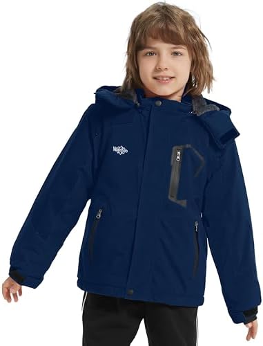 Wantdo Boys Waterproof Ski Jacket - Fleece Layer Windproof and Warm