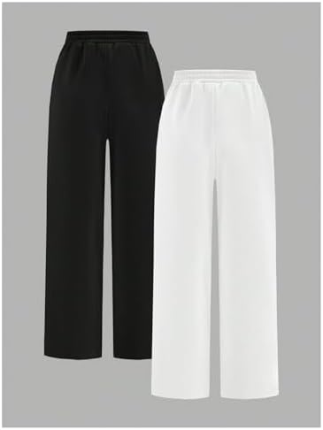 Floerns Girls 2 Pcs Elastic Waist Wide Leg Athletic Running Sweatpants