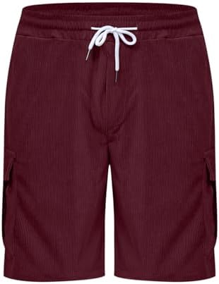 Mens Corduroy Casual Cargo Shorts