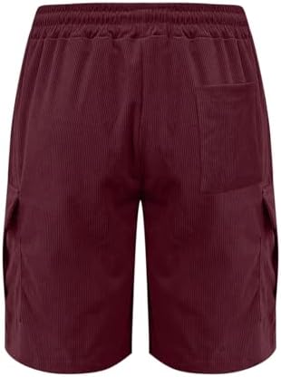 Mens Corduroy Casual Cargo Shorts
