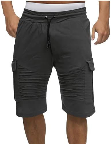Versatile Checked Cotton Twill Cargo Shorts for Men