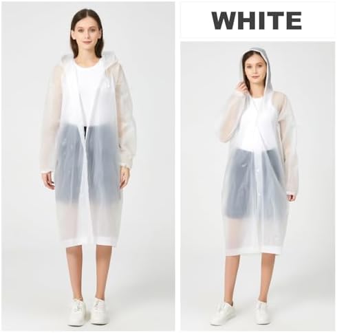 Reusable premium EVA rain ponchos for adults 5-pack