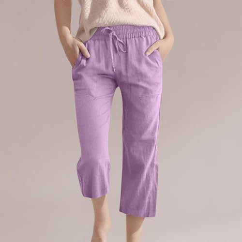 Summer Cotton Linen Capri Pants Cozy Trendy