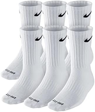 Nike Dri-FIT Cushion Crew Training Socks 6 Pair White Black
