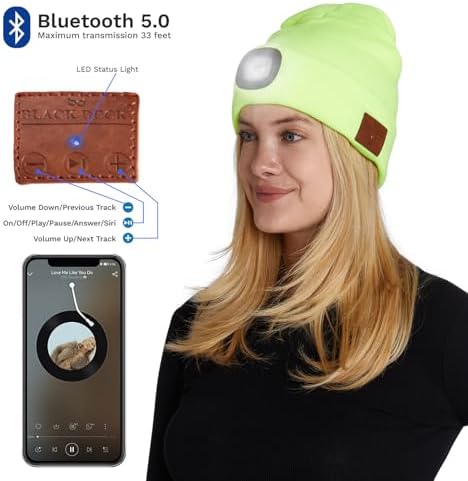 BLACK DECK Stereo Beanie Headphones with LED Bluetooth