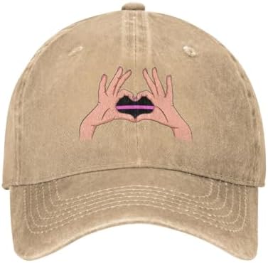Holding A Heart Pink Line Flag Baseball Cap