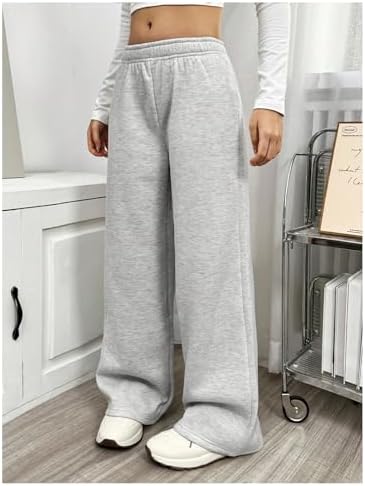 RoseSeek Wide Leg Thermal Joggers for Girls