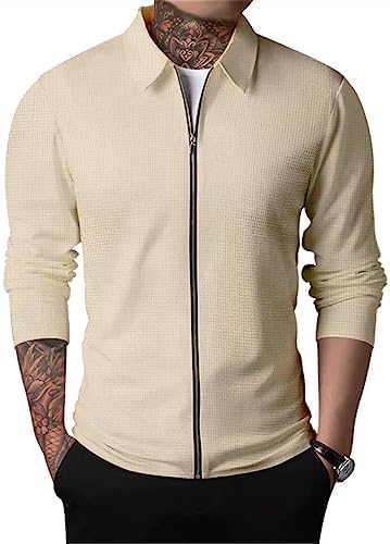 PICKLION Men Experience Warm Stylish in Heavy Oblong Waffle Cardigans