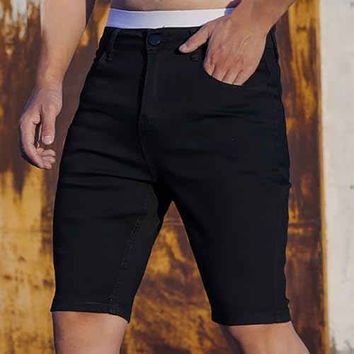 Denim Slim Fit Ripped Shorts for Men