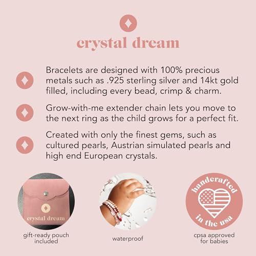 Baptism Bracelet for Baby Girls Engraved Cross Crystal Dream