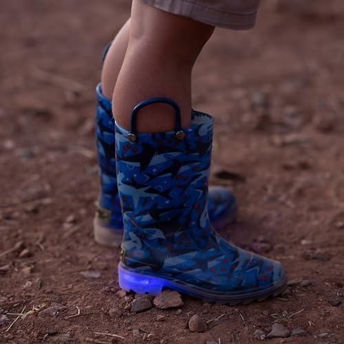 Western Chief Shark Chase Lighted Rain Boot Blue 6