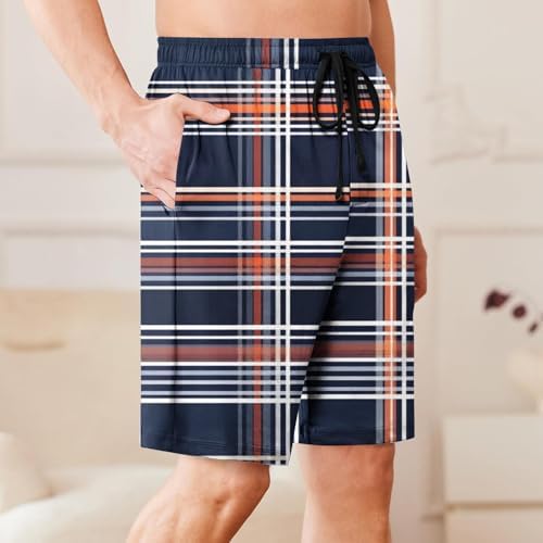 Mens Plaid Block Print Shorts
