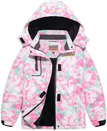 WULFUL Girls Waterproof Ski Jacket Warm Fleece Hooded Winter Snow Coat