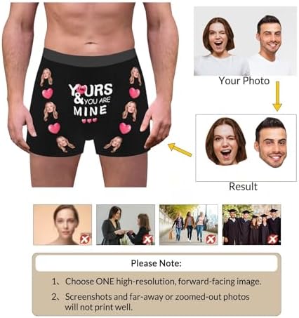 Personalized Boxers with Funny Faces for Him - Birthdays Valentines Day Gifts