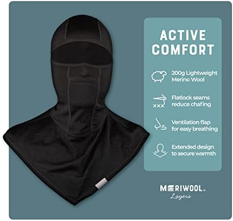 MERIWOOL Kids Ski Mask 100 Merino Wool Balaclava Winter Face Mask